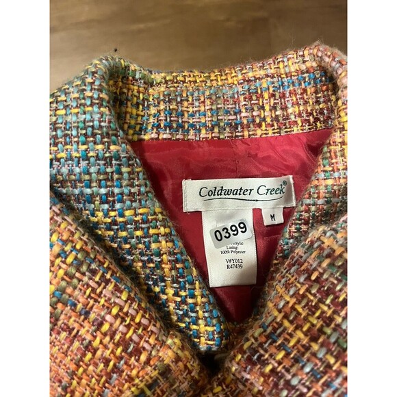 Coldwater Creek Womens Tweed Pastels Woven Lined Jacket M Artsy Spring Classic - Picture 8 of 9
